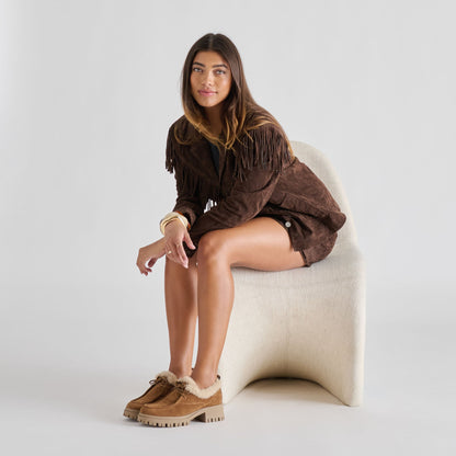 Milza Plush Lt Brown Suede Loafers - Dolce Vita