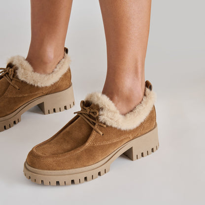Milza Plush Lt Brown Suede Loafers - Dolce Vita