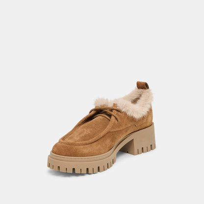 Milza Plush Lt Brown Suede Loafers - Dolce Vita