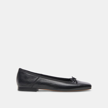ANISA Wide Black Leather Ballet Flats - Dolce Vita