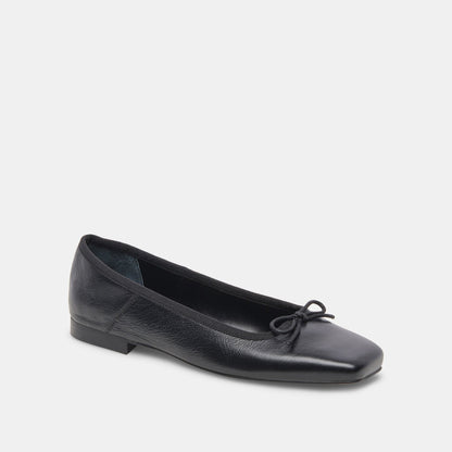 ANISA Wide Black Leather Ballet Flats - Dolce Vita