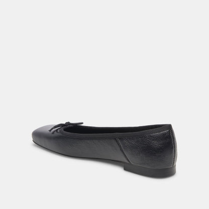 ANISA Wide Black Leather Ballet Flats - Dolce Vita