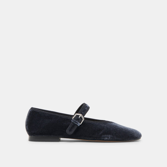 ROSLYN BALLET FLATS DUSTY BLUE VELVET - Dolce Vita