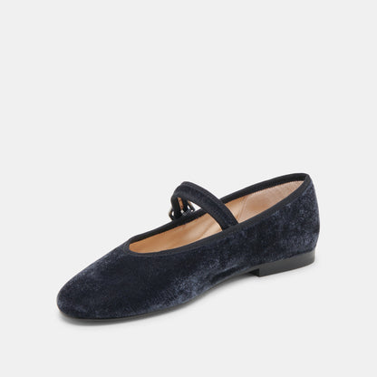 ROSLYN BALLET FLATS DUSTY BLUE VELVET - Dolce Vita