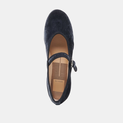 ROSLYN BALLET FLATS DUSTY BLUE VELVET - Dolce Vita