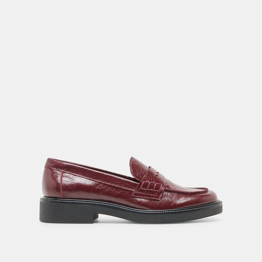 Tiggy Oxblood Crinkle Patent Loafers - Dolce Vita