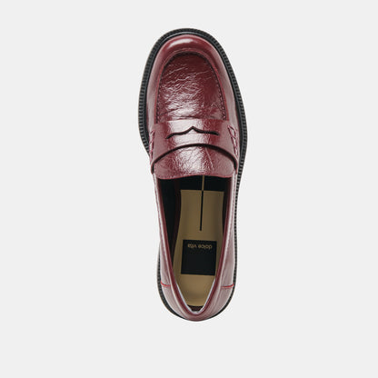 Tiggy Oxblood Crinkle Patent Loafers - Dolce Vita