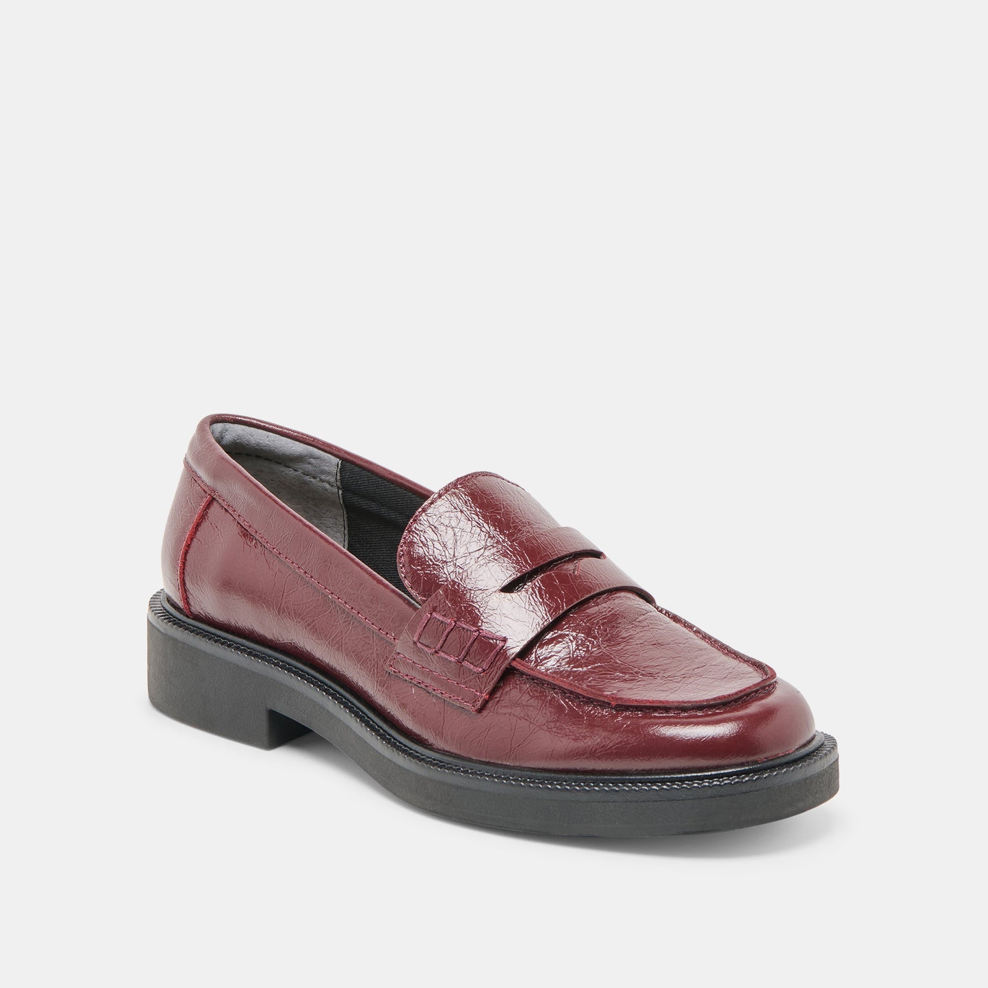 Tiggy Oxblood Crinkle Patent Loafers - Dolce Vita
