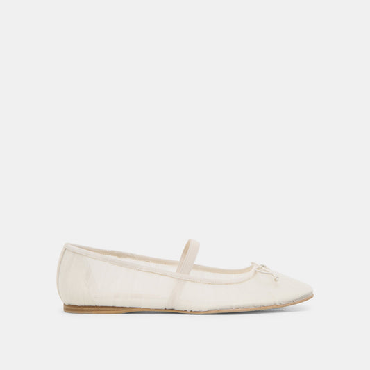 Raeven White Tulle Ballet Flats - Dolce Vita