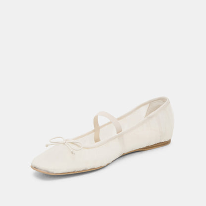 Raeven White Tulle Ballet Flats - Dolce Vita