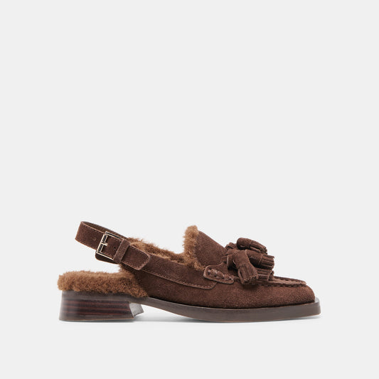 Hamlit Plush Dk Brown Suede Loafers - Dolce Vita
