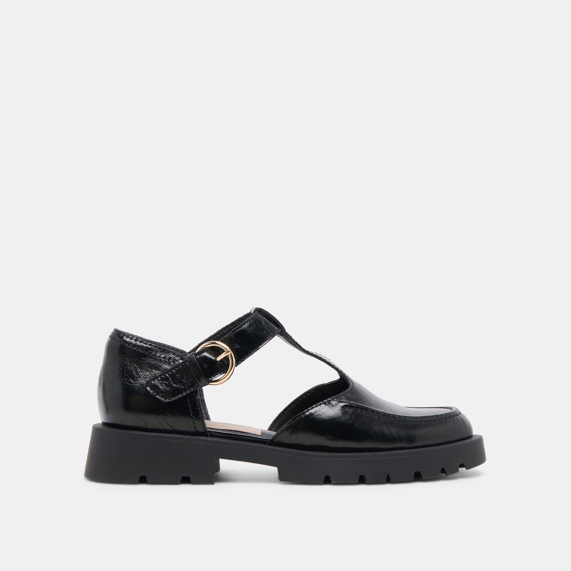 EMILIO FLATS MIDNIGHT CRINKLE PATENT LEATHER - Dolce Vita