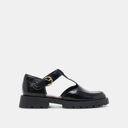 EMILIO FLATS MIDNIGHT CRINKLE PATENT LEATHER - Dolce Vita