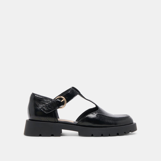 EMILIO FLATS MIDNIGHT CRINKLE PATENT LEATHER - Dolce Vita