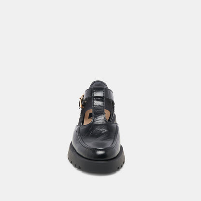 EMILIO FLATS MIDNIGHT CRINKLE PATENT LEATHER - Dolce Vita
