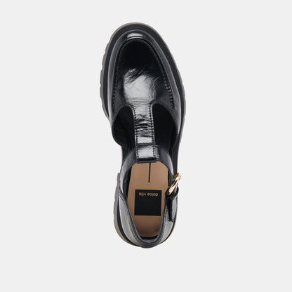 EMILIO FLATS MIDNIGHT CRINKLE PATENT LEATHER - Dolce Vita