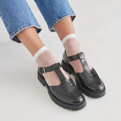 EMILIO FLATS MIDNIGHT CRINKLE PATENT LEATHER - Dolce Vita