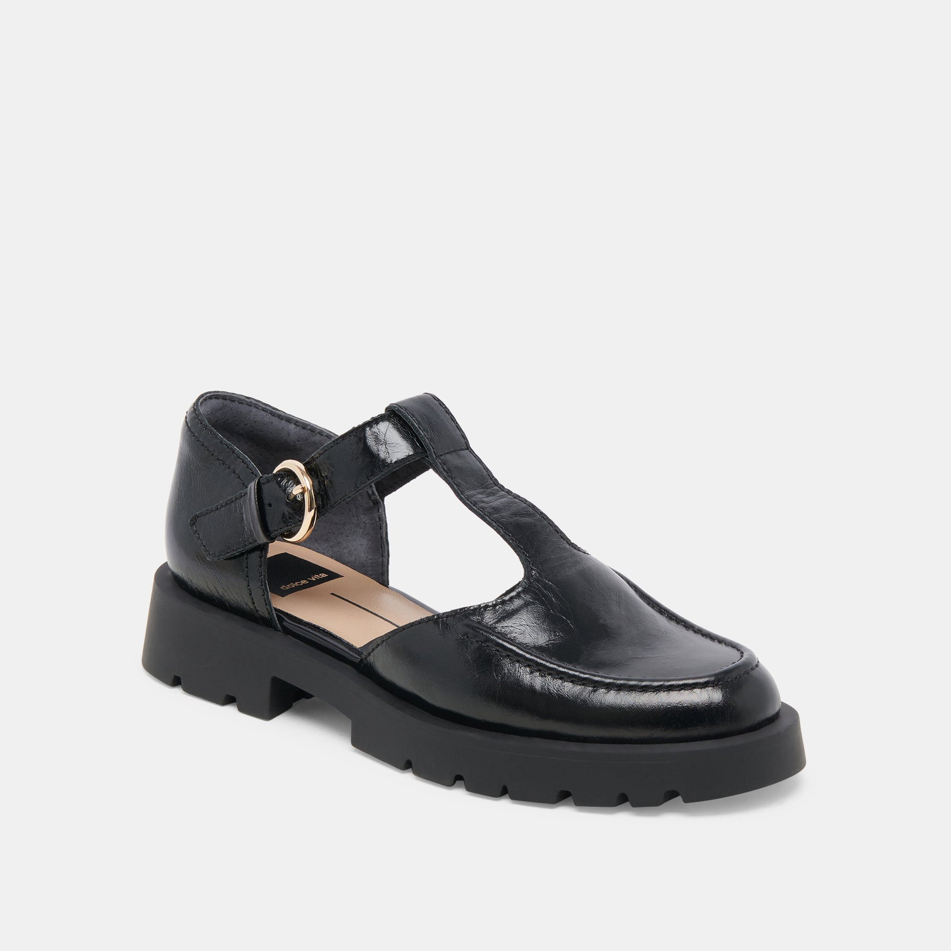 EMILIO FLATS MIDNIGHT CRINKLE PATENT LEATHER - Dolce Vita