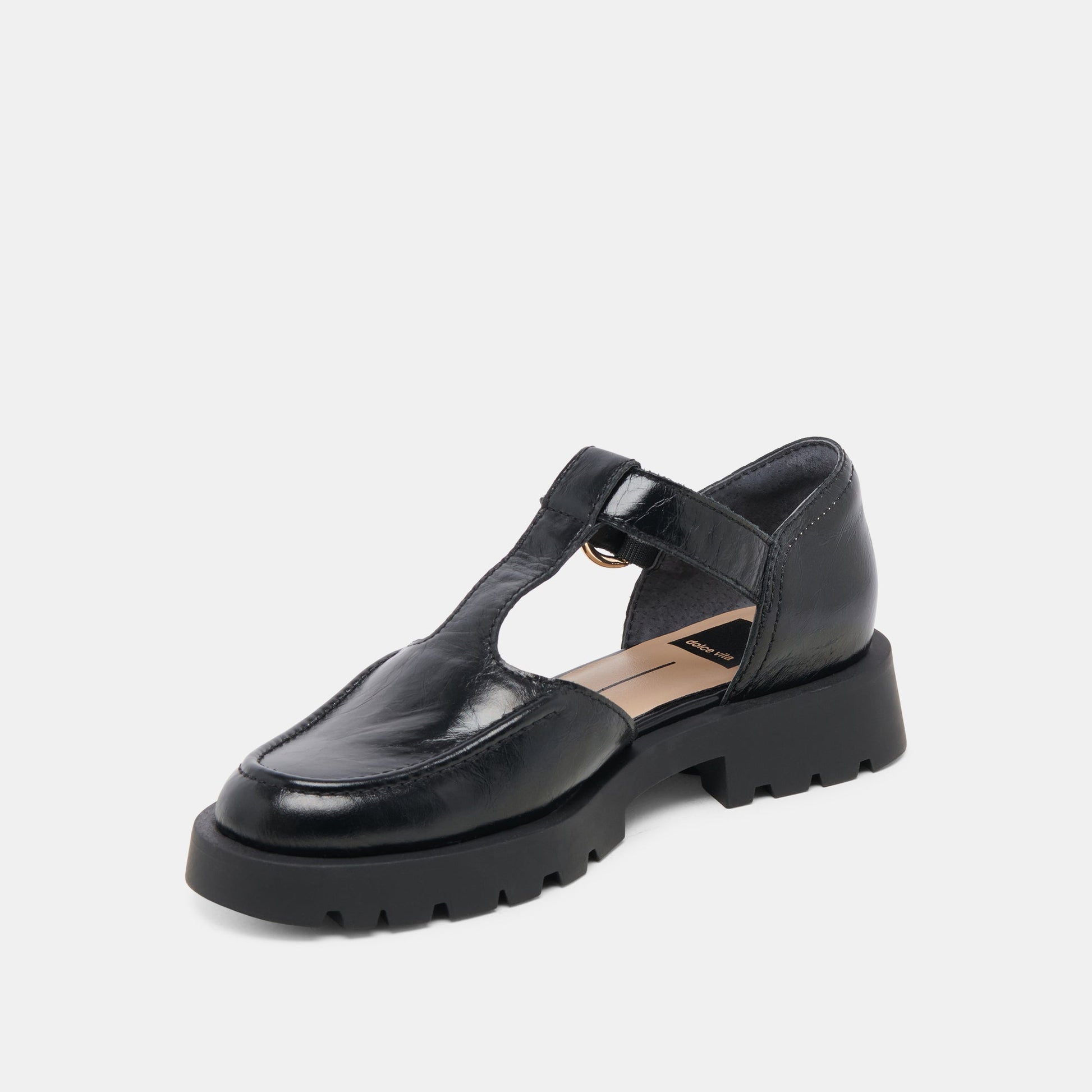 EMILIO FLATS MIDNIGHT CRINKLE PATENT LEATHER - Dolce Vita