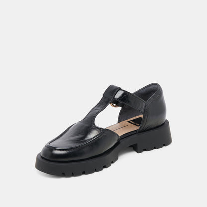 EMILIO FLATS MIDNIGHT CRINKLE PATENT LEATHER - Dolce Vita