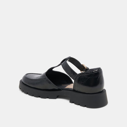 EMILIO FLATS MIDNIGHT CRINKLE PATENT LEATHER - Dolce Vita