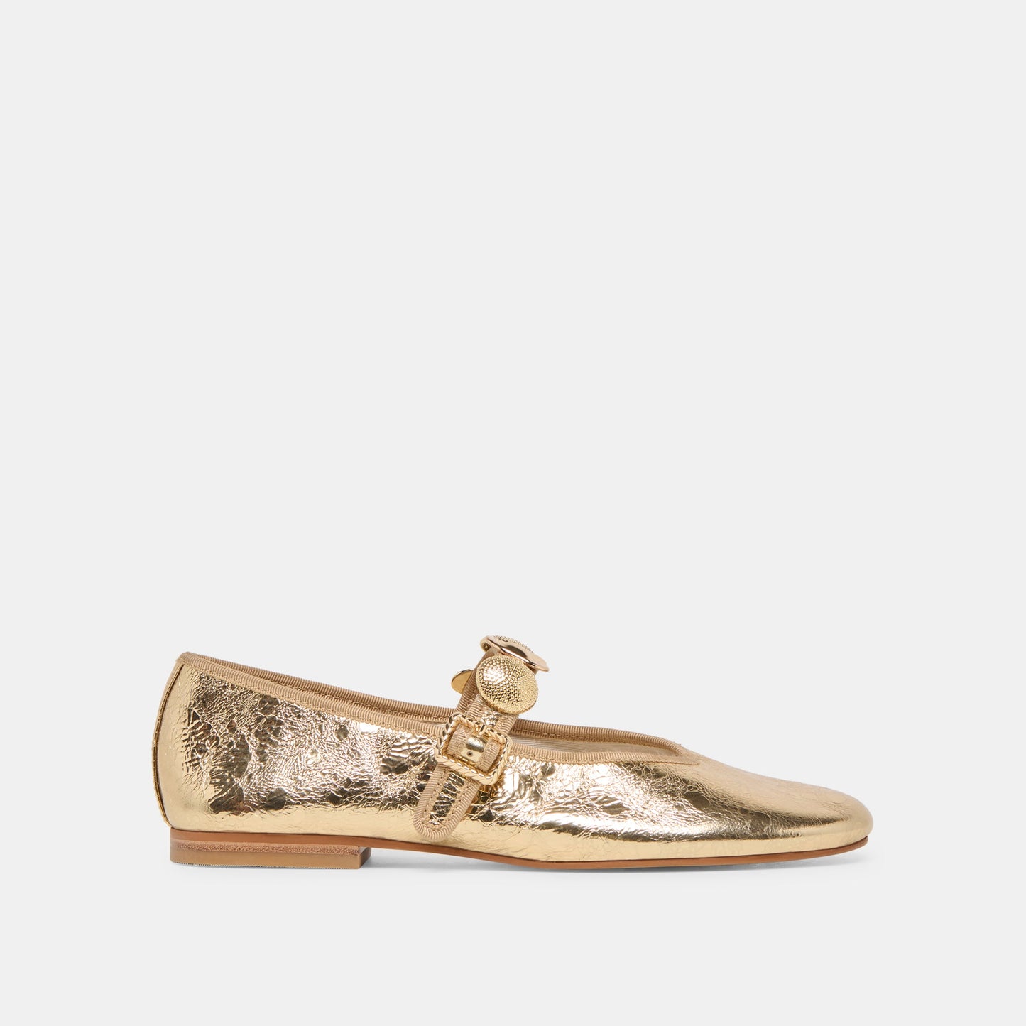 Relan Gold Distressed Leather Ballet Flats - Dolce Vita
