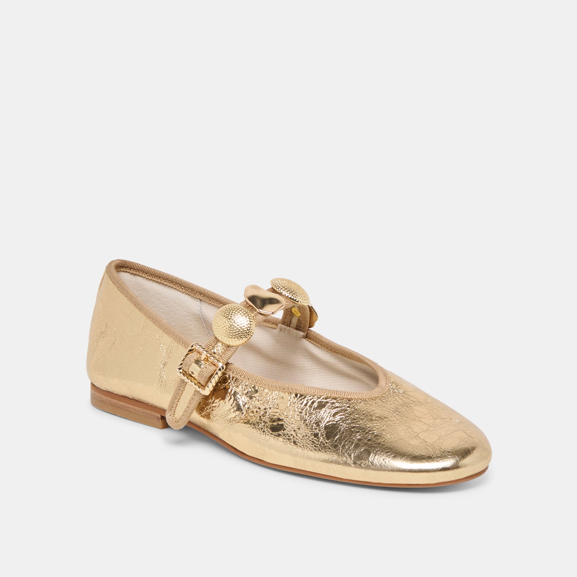 Relan Gold Distressed Leather Ballet Flats - Dolce Vita