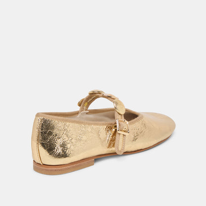 Relan Gold Distressed Leather Ballet Flats - Dolce Vita