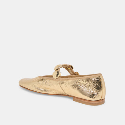 Relan Gold Distressed Leather Ballet Flats - Dolce Vita