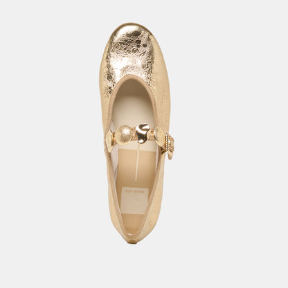 Relan Gold Distressed Leather Ballet Flats - Dolce Vita