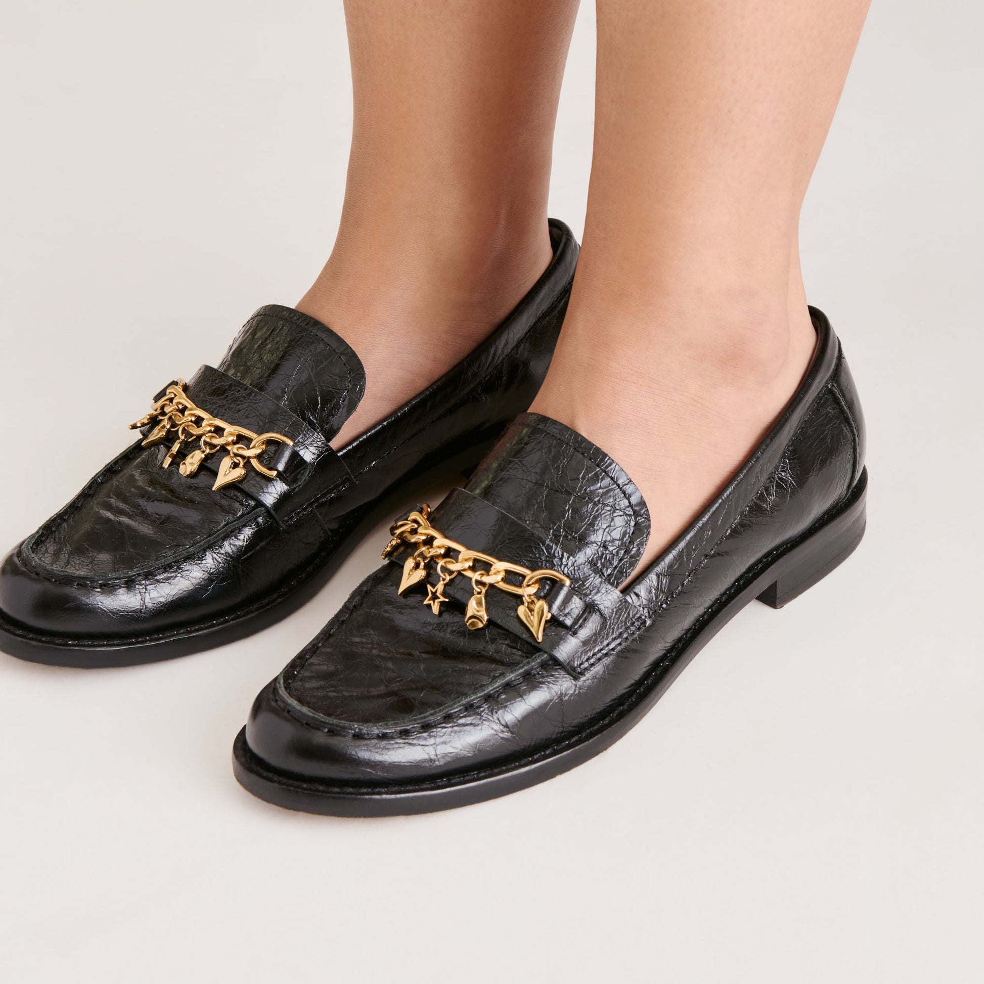 Waylen Midnight Crinkle Patent Loafers - Dolce Vita