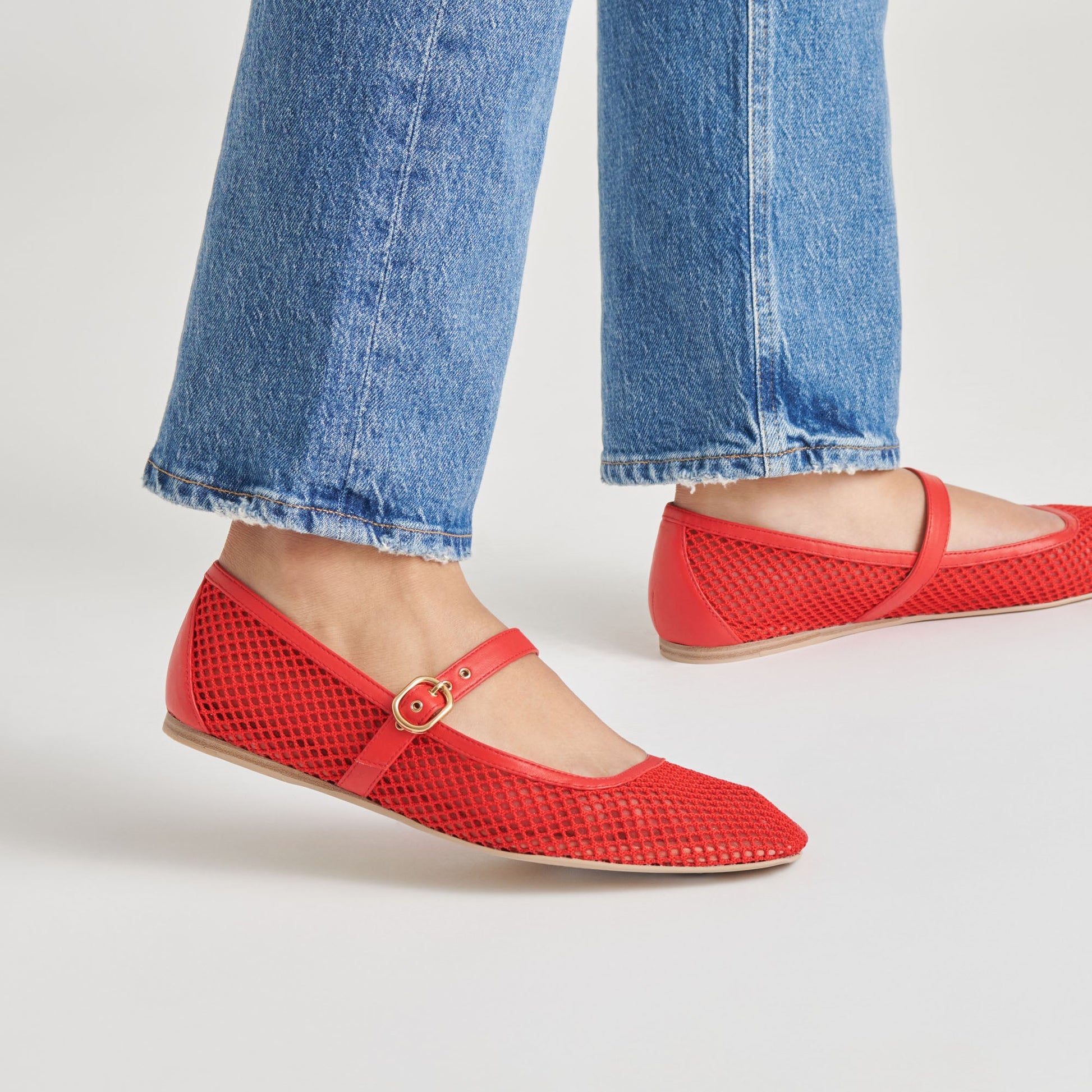 RODNI MESH BALLET FLATS CHILI WOVEN MESH - Dolce Vita