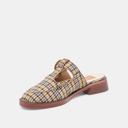 Harlah Yellow Plaid Tweed Flats - Dolce Vita