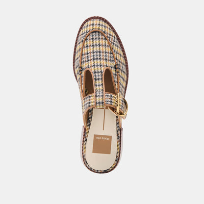 Harlah Yellow Plaid Tweed Flats - Dolce Vita