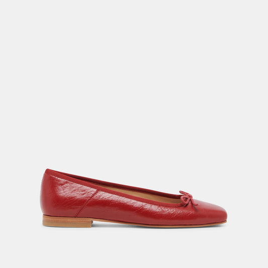 Anisa Ballet Flats RED CRINKLE PATENT - Dolce Vita