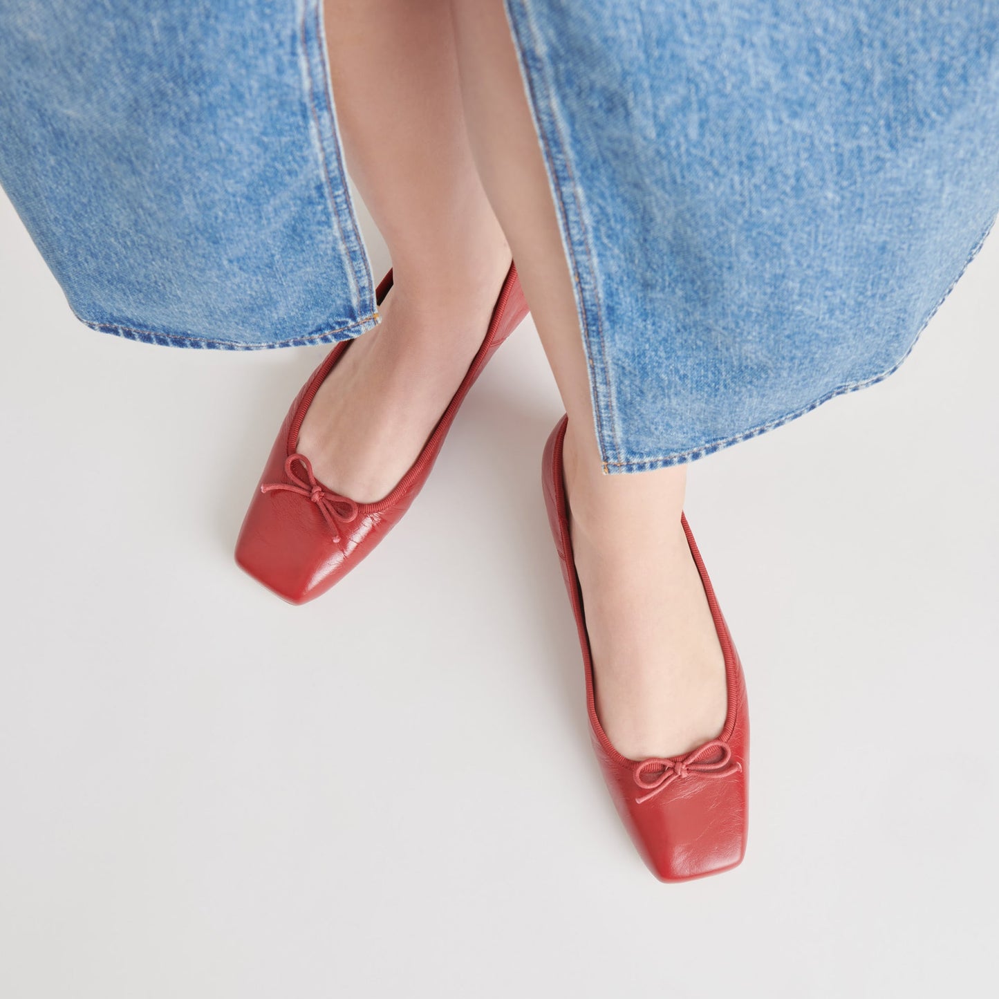 Anisa Ballet Flats RED CRINKLE PATENT - Dolce Vita