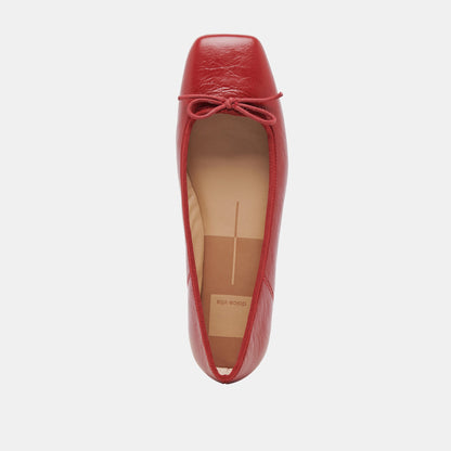 Anisa Ballet Flats RED CRINKLE PATENT - Dolce Vita