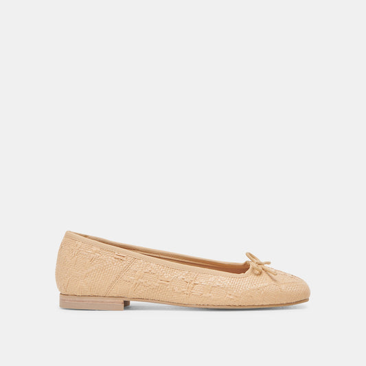 ANISA BALLET FLATS LT NATURAL WOVEN RAFFIA - Dolce Vita