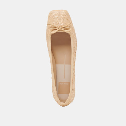 ANISA BALLET FLATS LT NATURAL WOVEN RAFFIA - Dolce Vita