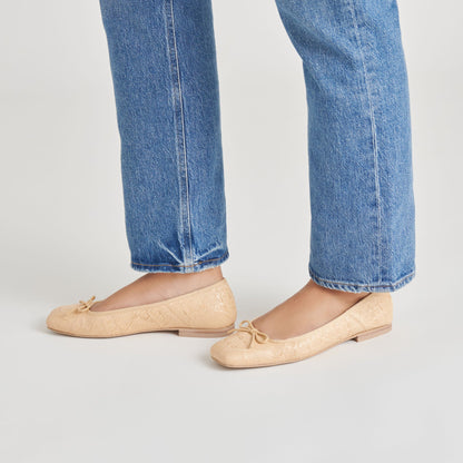 ANISA BALLET FLATS LT NATURAL WOVEN RAFFIA - Dolce Vita