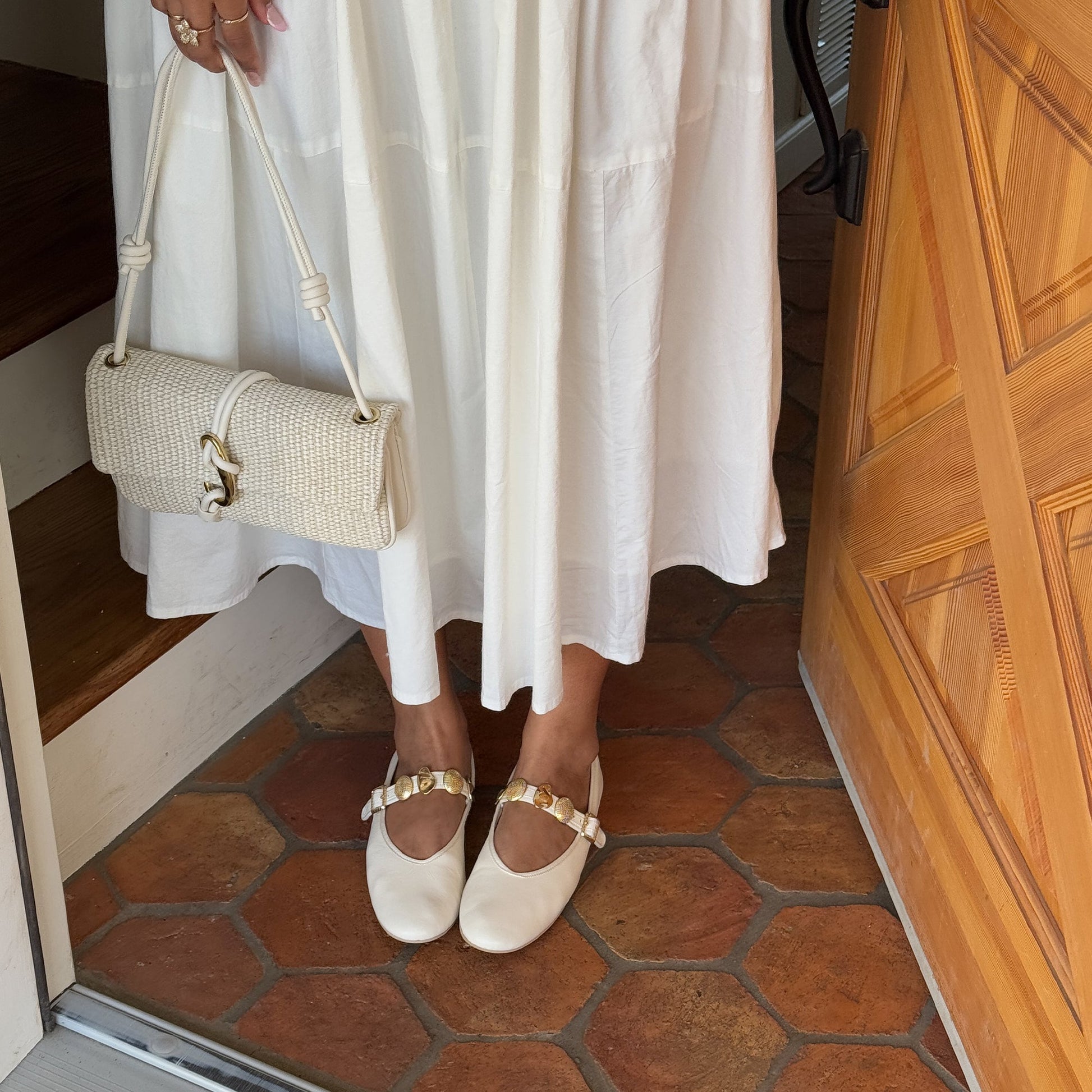 Relan Off White Leather Ballet Flats - Dolce Vita
