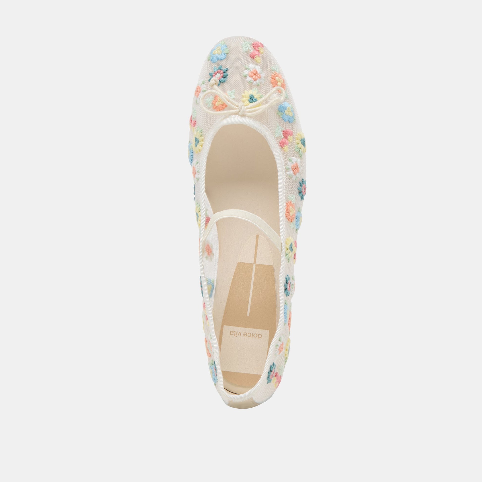 CADEL FLORAL BALLET FLATS IVORY FLORAL MESH - Dolce Vita