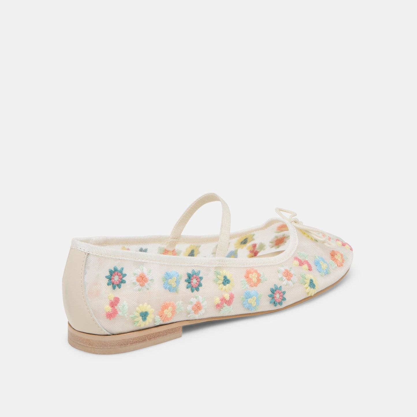 CADEL FLORAL BALLET FLATS IVORY FLORAL MESH - Dolce Vita