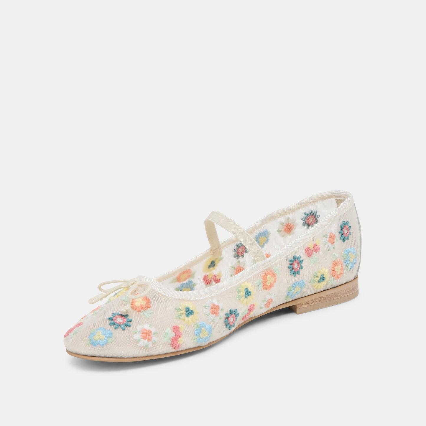 CADEL FLORAL BALLET FLATS IVORY FLORAL MESH - Dolce Vita