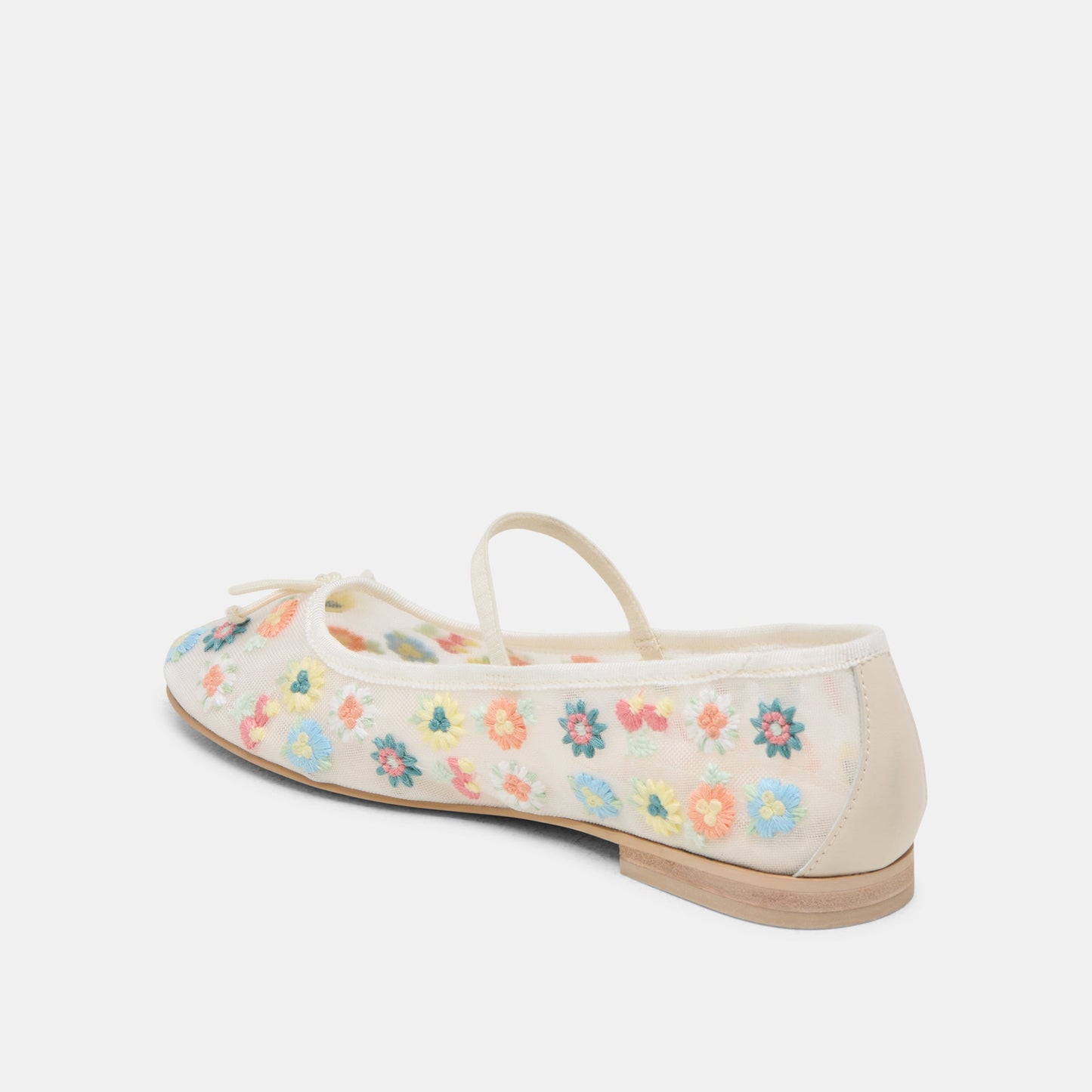 CADEL FLORAL BALLET FLATS IVORY FLORAL MESH - Dolce Vita