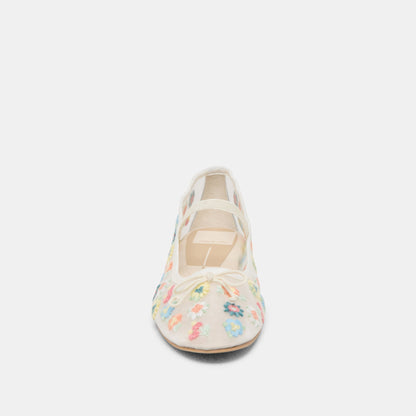 CADEL FLORAL BALLET FLATS IVORY FLORAL MESH - Dolce Vita