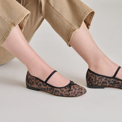 CADEL BALLET FLATS DK LEOPARD MESH - Dolce Vita