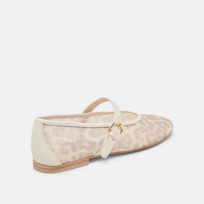 ROSLYN BALLET FLATS WHITE LEOPARD MESH - Dolce Vita