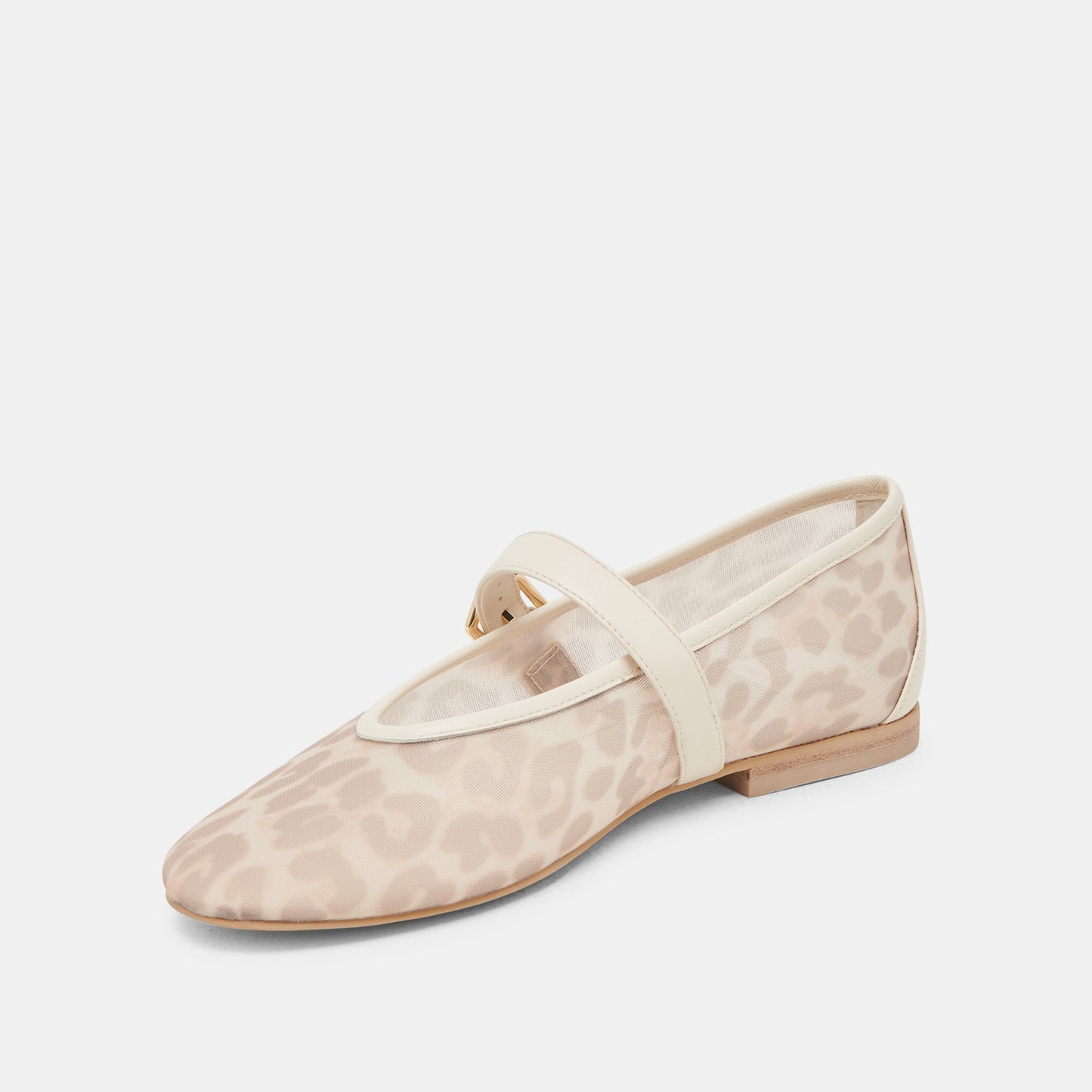 ROSLYN BALLET FLATS WHITE LEOPARD MESH - Dolce Vita