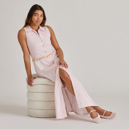 Reyes X Byrdie Golf Pink Plaid Gingham Ballet Flats - Dolce Vita
